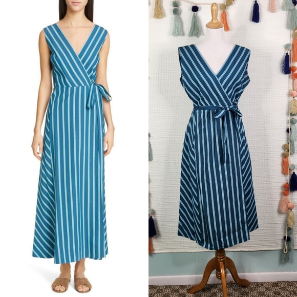 Lafayette 148 Striped Sleeveless Wrap Dress - Picture 1 of 7